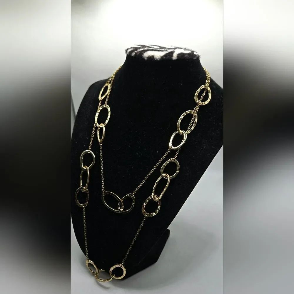 "5/$40" Layered Goldtone Double Strand Oval Link Station Necklace